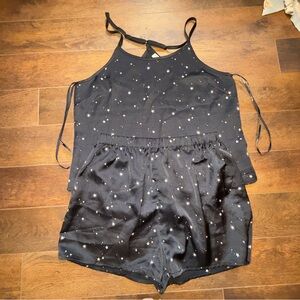 Forever21 Sz Small Star Print Pajama Set - Black